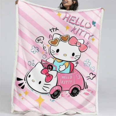 Hello Kitty und rosa Auto Decke - Fleecedecke