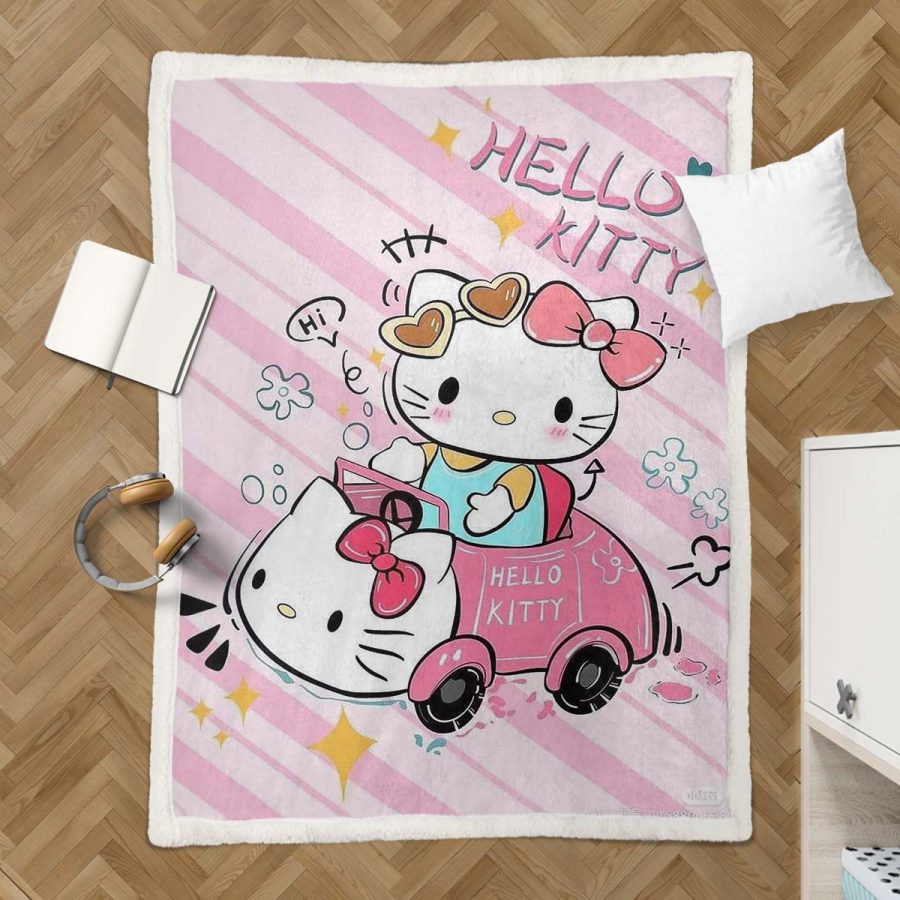 Hello Kitty und rosa Auto Decke - Fleecedecke – Bild 3