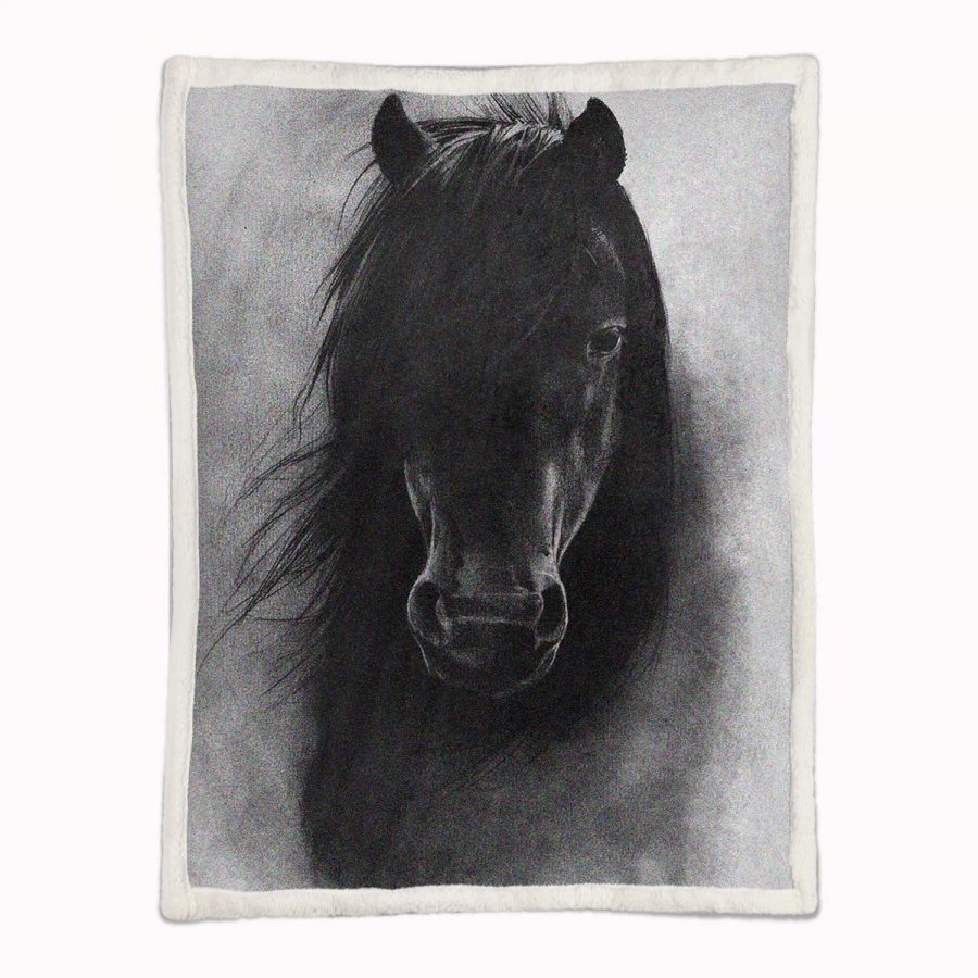 Pferd Monochrom Decke - Fleecedecke – Bild 2