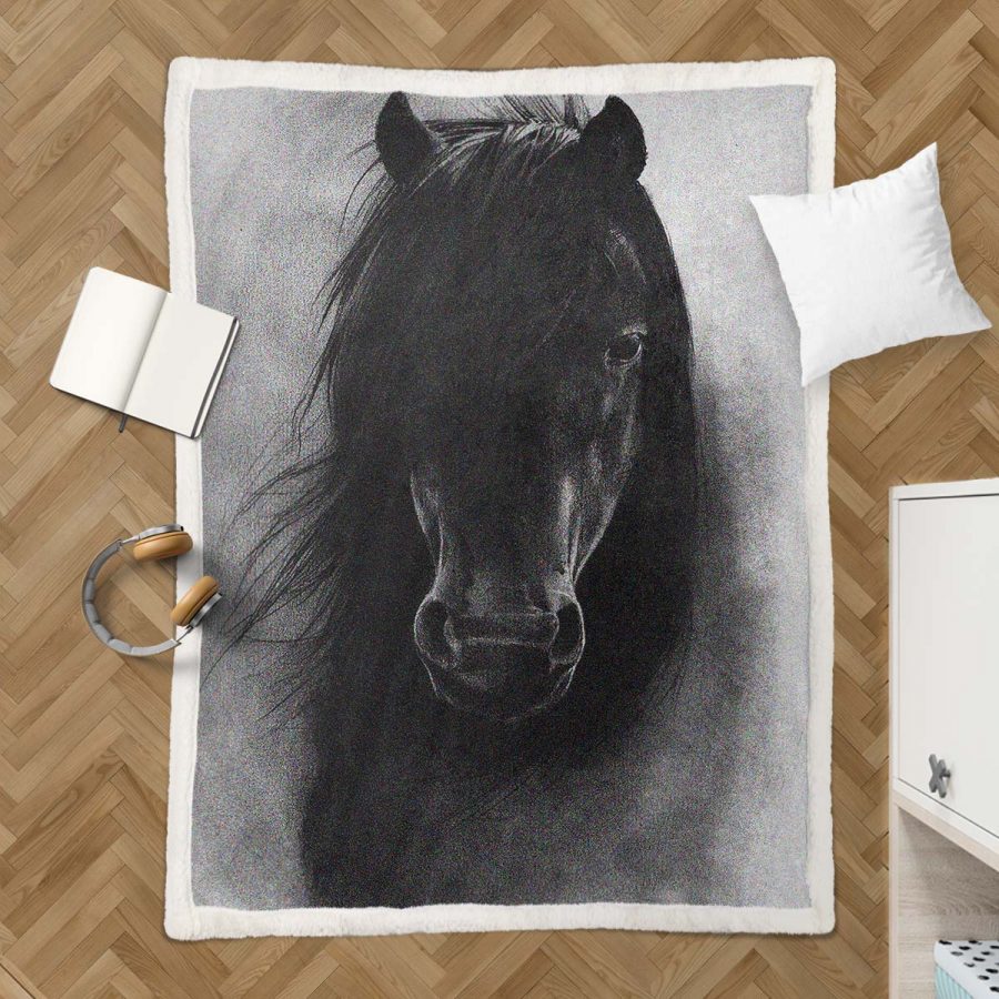Pferd Monochrom Decke - Fleecedecke – Bild 3