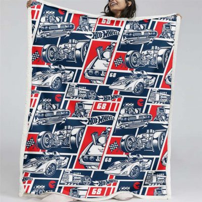 Hot Wheels Rot und Blau Decke - Fleecedecke