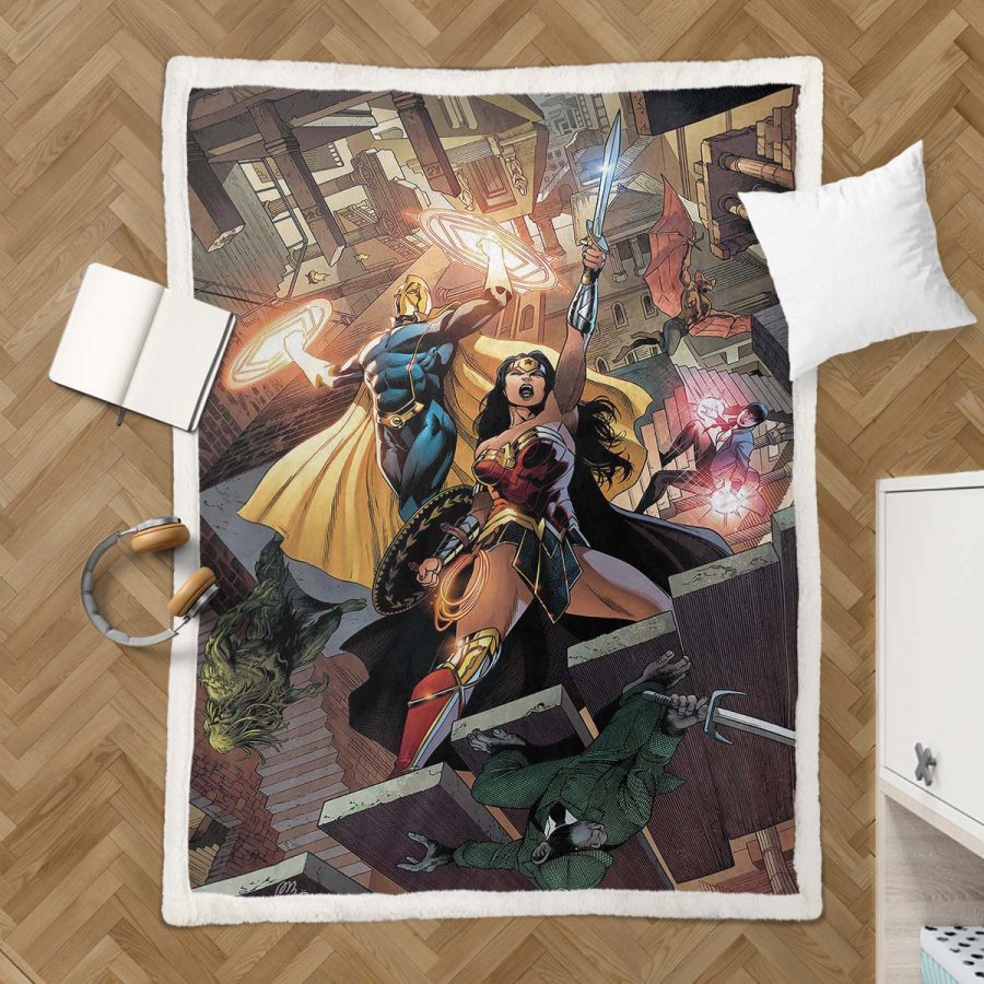 Justice League Alle Charaktere 04 Decke - Fleecedecke – Bild 3