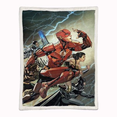 Alternative view of Justice League Alle Charaktere 12 Flash Decke - Fleecedecke