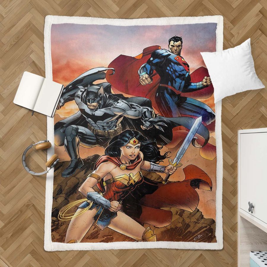 Justice League Alle Charaktere Wonder Woman Batman Superman 02 Decke - Fleecedecke – Bild 3