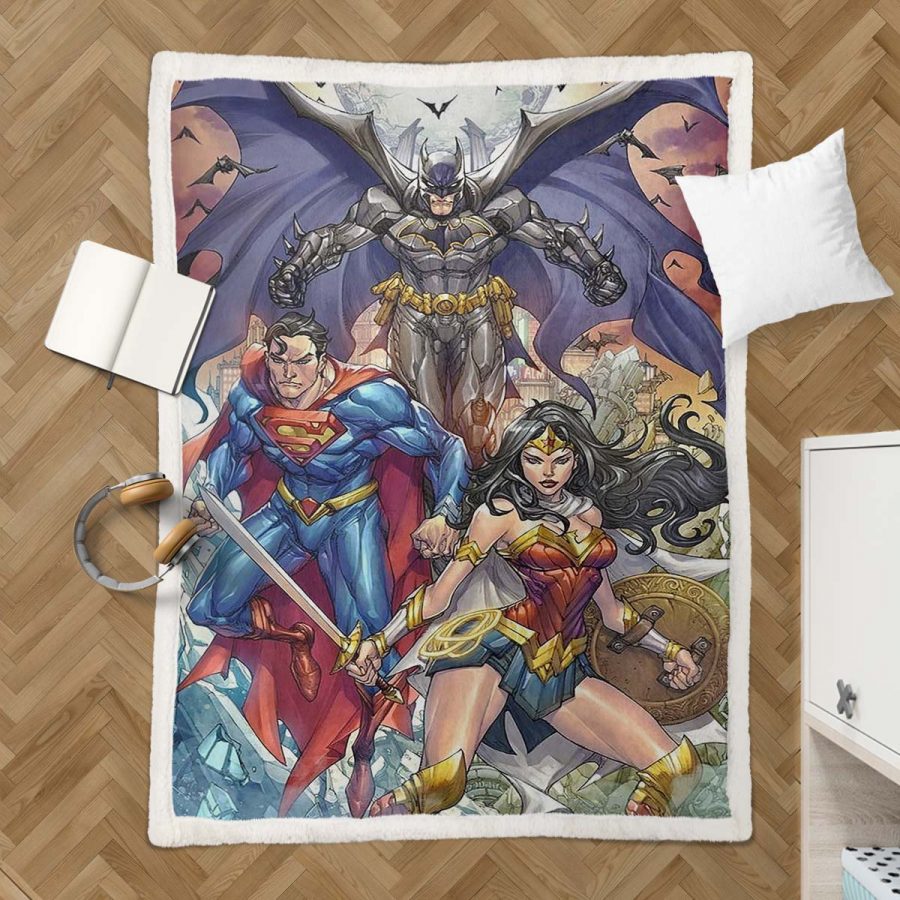 Justice League Alle Charaktere Wonder Woman Batman Superman 04 Decke - Fleecedecke – Bild 3
