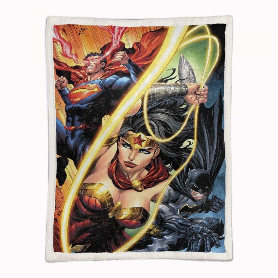 Justice League Alle Charaktere Wonder Woman Batman Superman Decke - Fleecedecke – Bild 2
