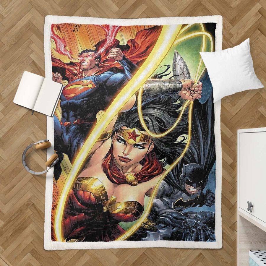Justice League Alle Charaktere Wonder Woman Batman Superman Decke - Fleecedecke – Bild 3