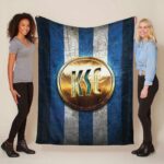 Karlsruher FC KSC blaues Metall und goldenes Logo Fleecedecke – Decke