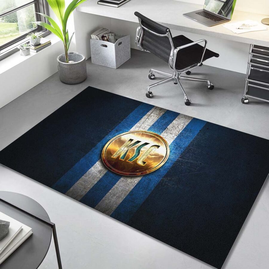 Karlsruher FC KSC blaues Metall und goldenes Logo Teppich