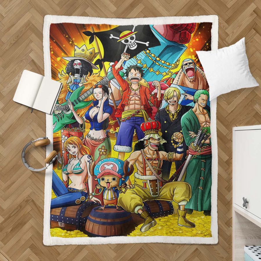 Ruffy und One Piece, alle Charaktere 02 Decke - Fleecedecke – Bild 3