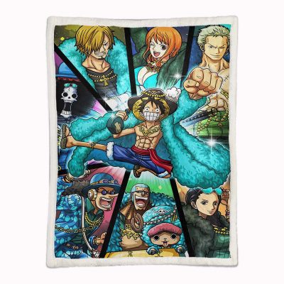 Alternative view of Ruffy und One Piece, alle Charaktere 10 Decke - Fleecedecke