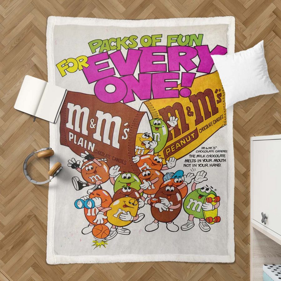 MM Erdnüsse Schokolade Bonbon Decke - Fleecedecke – Bild 3