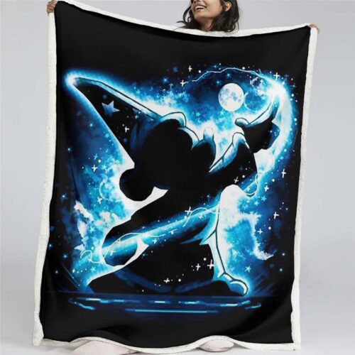 Mickey Magic Schwarz Blau Decke - Fleecedecke