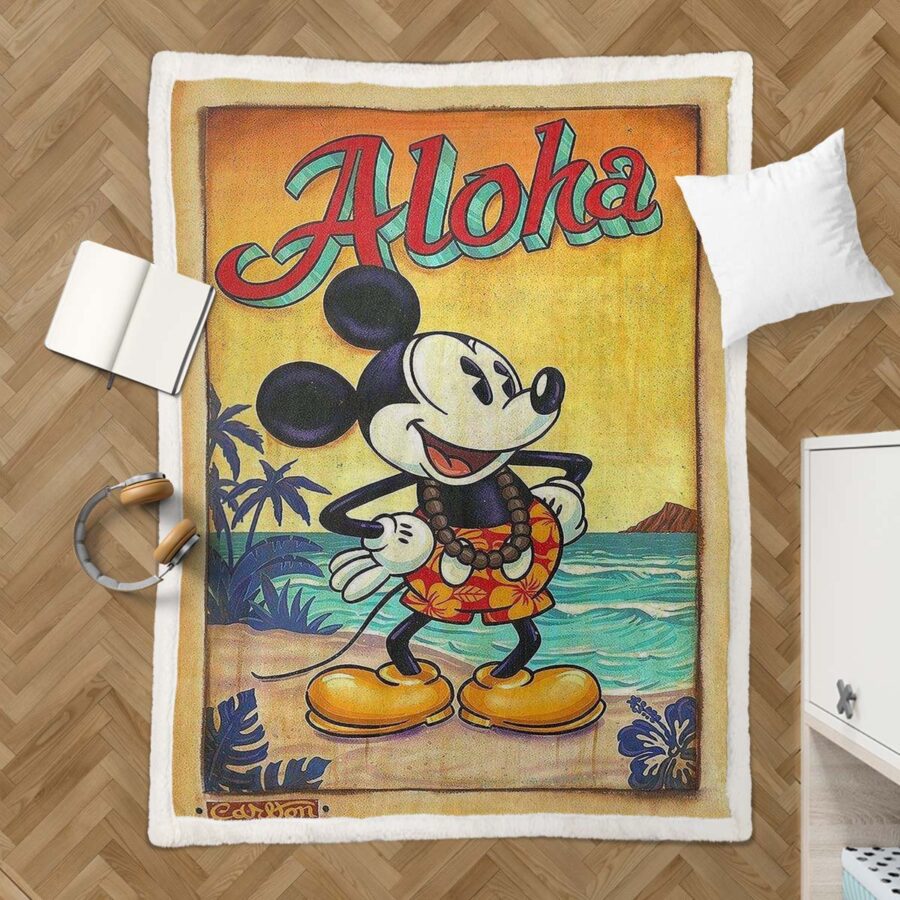 Mickey Sonnenuntergang Bunt 02 Decke - Fleecedecke – Bild 3