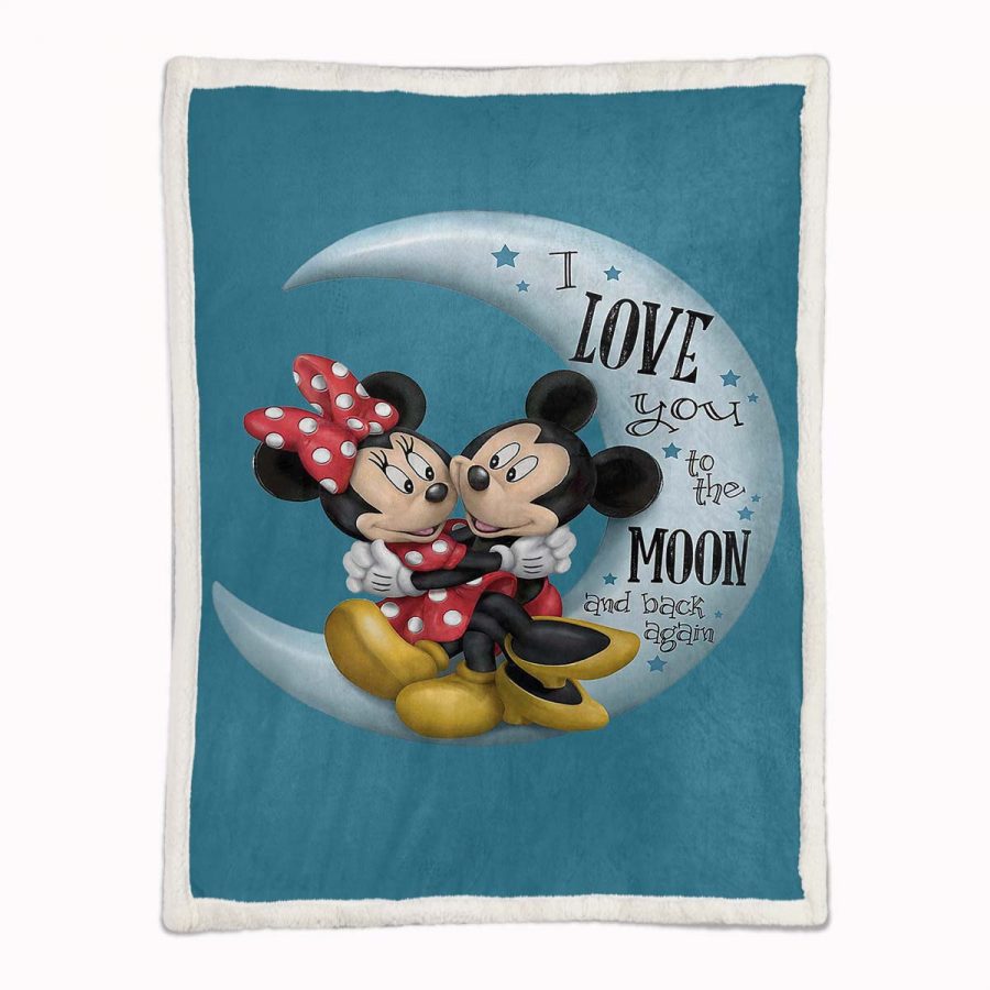 Mickey und Minnie lieben „Bis zum Mond und zurück“ Decke - Fleecedecke – Bild 2