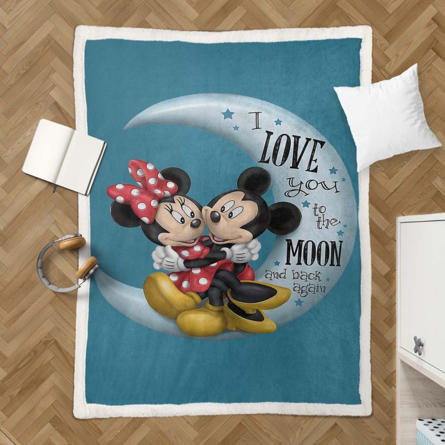 Mickey und Minnie lieben „Bis zum Mond und zurück“ Decke - Fleecedecke – Bild 3