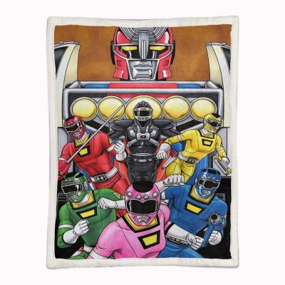 Alternative view of Mighty Marphing Power Rangers Alle Charaktere 10 Decke - Fleecedecke