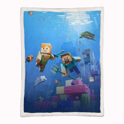 Alternative view of Minecraft-Charaktere unter dem Meer 01 Decke - Fleecedecke