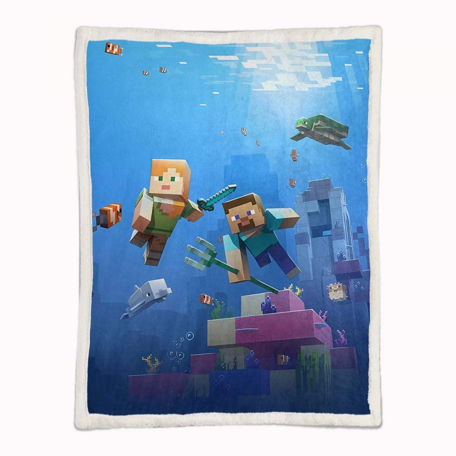 Minecraft-Charaktere unter dem Meer 01 Decke - Fleecedecke – Bild 2