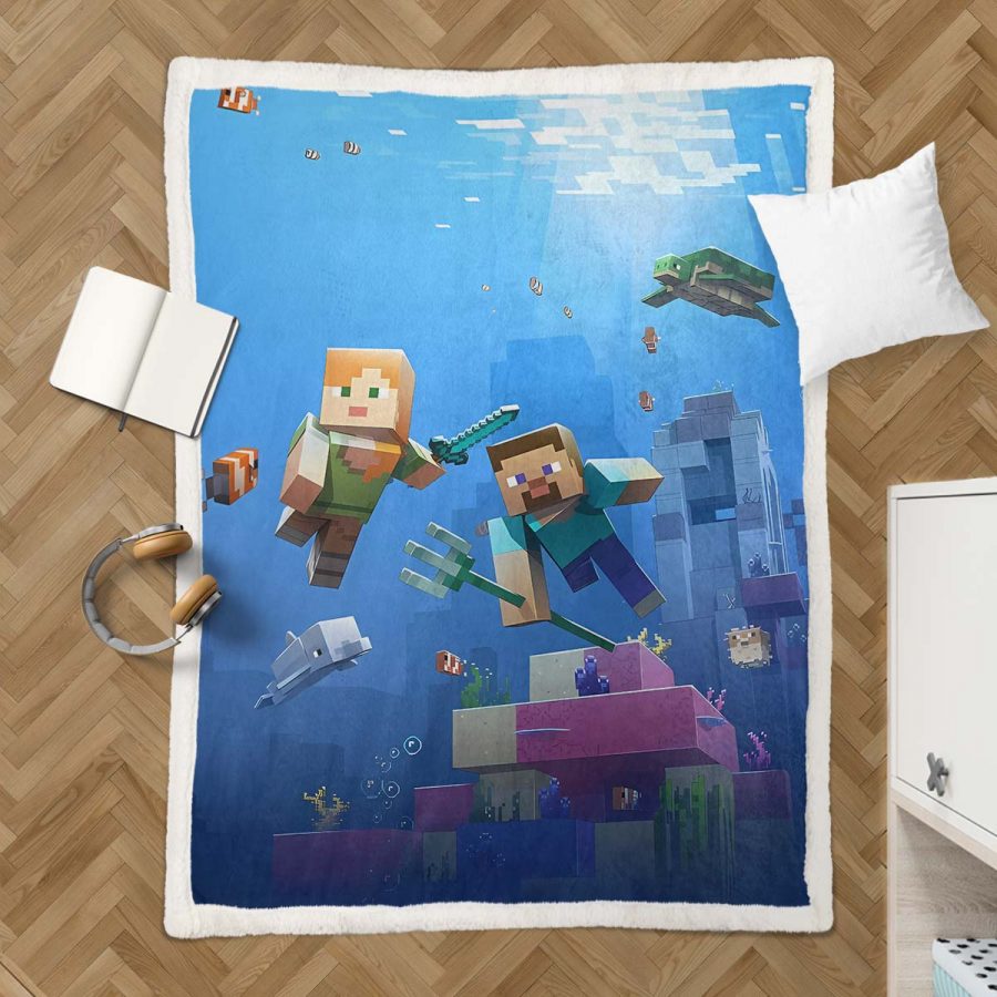 Minecraft-Charaktere unter dem Meer 01 Decke - Fleecedecke – Bild 3