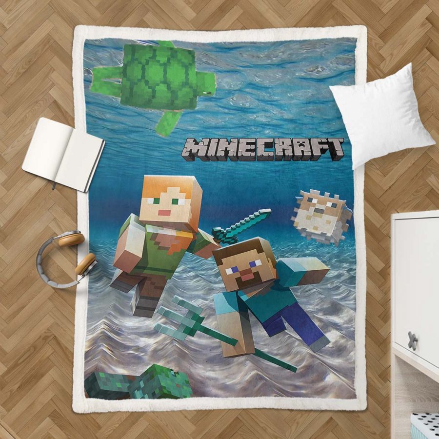 Minecraft-Charaktere unter dem Meer 02 Decke - Fleecedecke – Bild 3