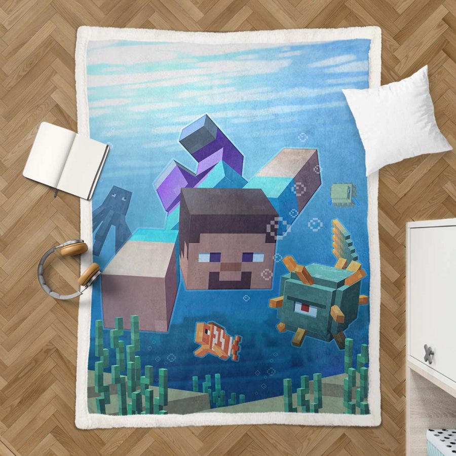 Minecraft-Charaktere unter dem Meer 03 Decke - Fleecedecke – Bild 3