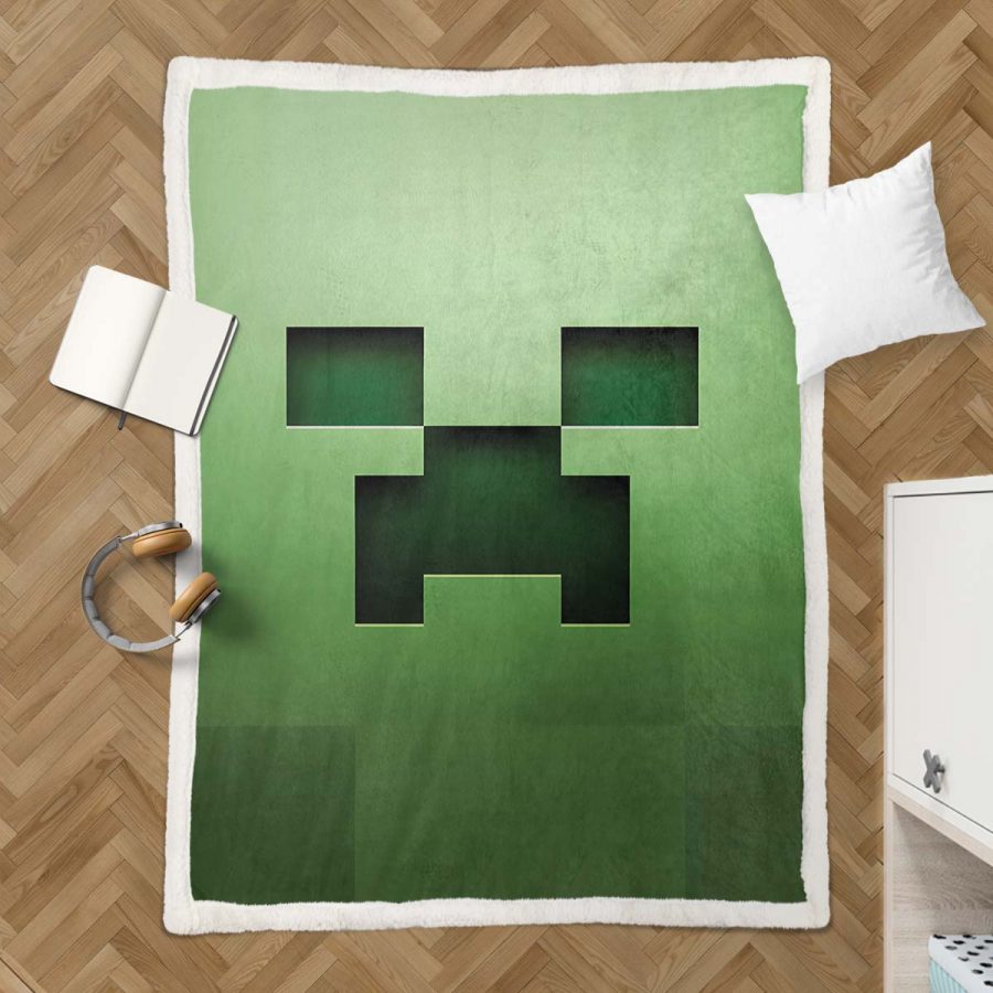 Minecraft Creeper Grünes Gesicht Decke - Fleecedecke – Bild 3