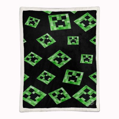 Alternative view of Minecraft Creeper Grünes Gesicht im Dunkeln 02 Decke - Fleecedecke