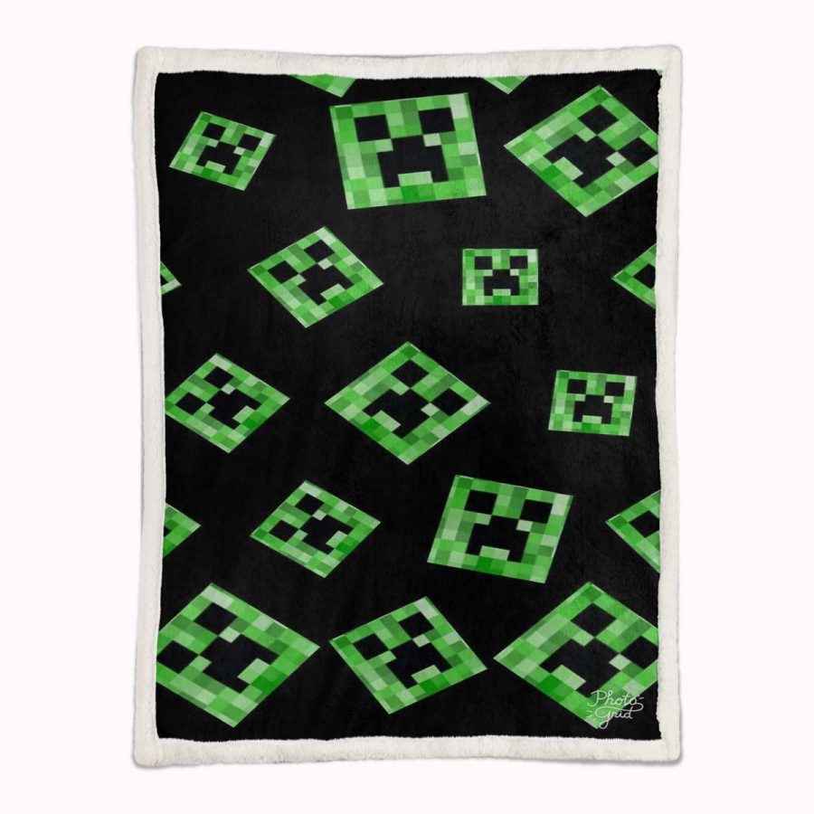 Minecraft Creeper Grünes Gesicht im Dunkeln 02 Decke - Fleecedecke – Bild 2