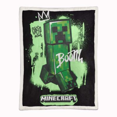 Alternative view of Minecraft Creeper Grünes Gesicht im Dunkeln 03 Decke - Fleecedecke