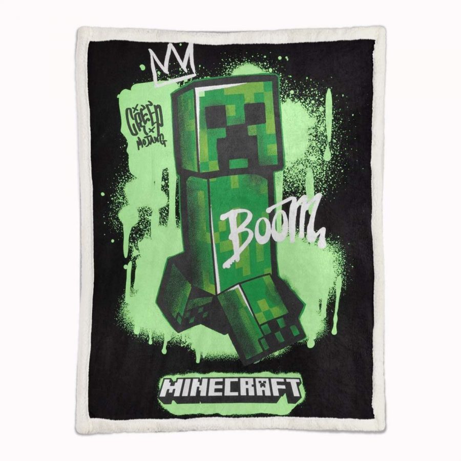 Minecraft Creeper Grünes Gesicht im Dunkeln 03 Decke - Fleecedecke – Bild 2