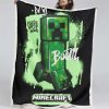 Minecraft Creeper Grünes Gesicht im Dunkeln 03 Decke - Fleecedecke