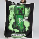 Minecraft Creeper Grünes Gesicht im Dunkeln 03 Decke – Fleecedecke