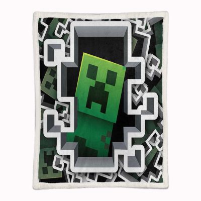 Alternative view of Minecraft Creeper Grünes Gesicht im Dunkeln 04 Decke - Fleecedecke