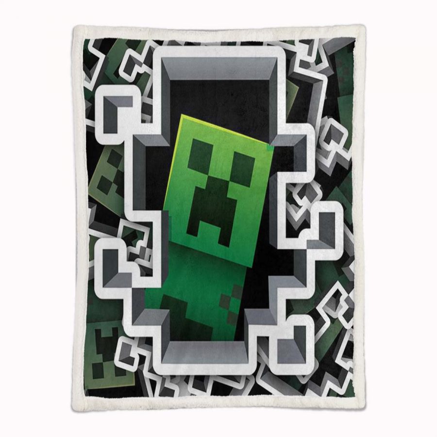 Minecraft Creeper Grünes Gesicht im Dunkeln 04 Decke - Fleecedecke – Bild 2
