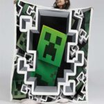 Minecraft Creeper Grünes Gesicht im Dunkeln 04 Decke – Fleecedecke