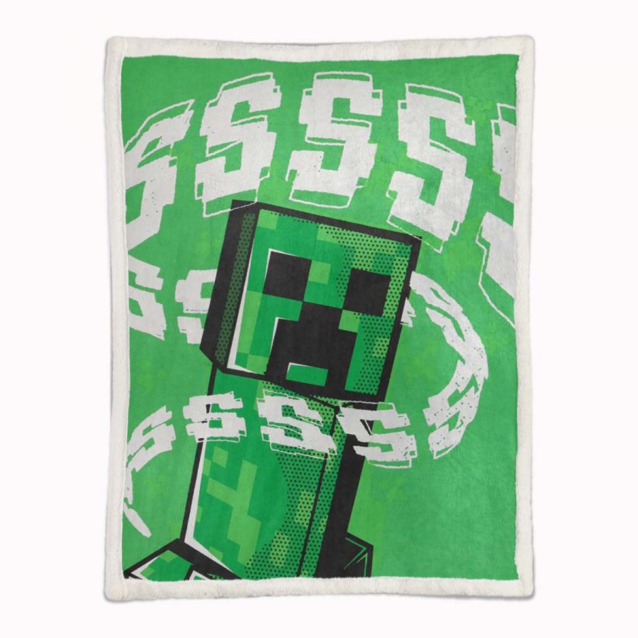 Minecraft Creeper Grünes Gesicht im Dunkeln 05 Decke - Fleecedecke – Bild 2