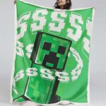 Minecraft Creeper Grünes Gesicht im Dunkeln 05 Decke – Fleecedecke