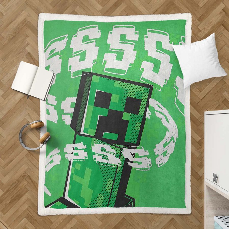 Minecraft Creeper Grünes Gesicht im Dunkeln 05 Decke - Fleecedecke – Bild 3