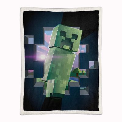 Alternative view of Minecraft Creeper Grünes Gesicht im Dunkeln 06 Decke - Fleecedecke