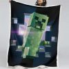 Minecraft Creeper Grünes Gesicht im Dunkeln 06 Decke - Fleecedecke
