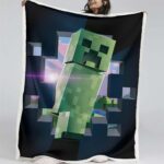 Minecraft Creeper Grünes Gesicht im Dunkeln 06 Decke – Fleecedecke