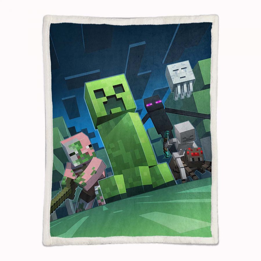 Minecraft Creeper Grünes Gesicht im Dunkeln 07 Decke - Fleecedecke – Bild 2