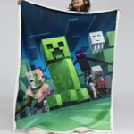 Minecraft Creeper Grünes Gesicht im Dunkeln 07 Decke – Fleecedecke