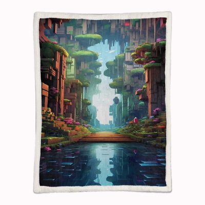 Alternative view of Minecraft-Weltkarte Decke - Fleecedecke
