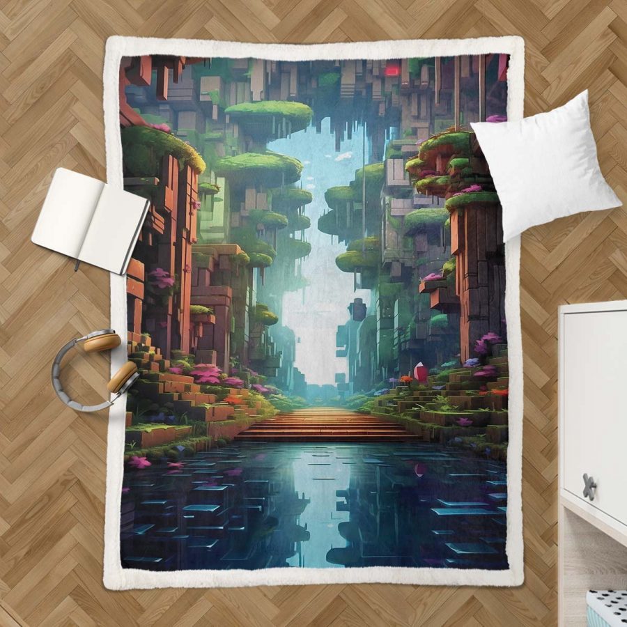 Minecraft-Weltkarte Decke - Fleecedecke – Bild 3