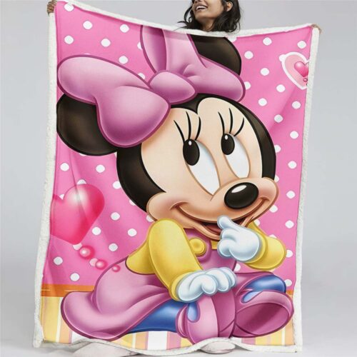 Minnie Maus Rosa Schleife Entzückend 02 Decke - Fleecedecke