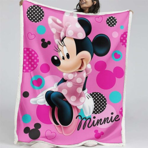 Minnie Maus Rosa Kleid Warten Auf Mickey Decke - Fleecedecke