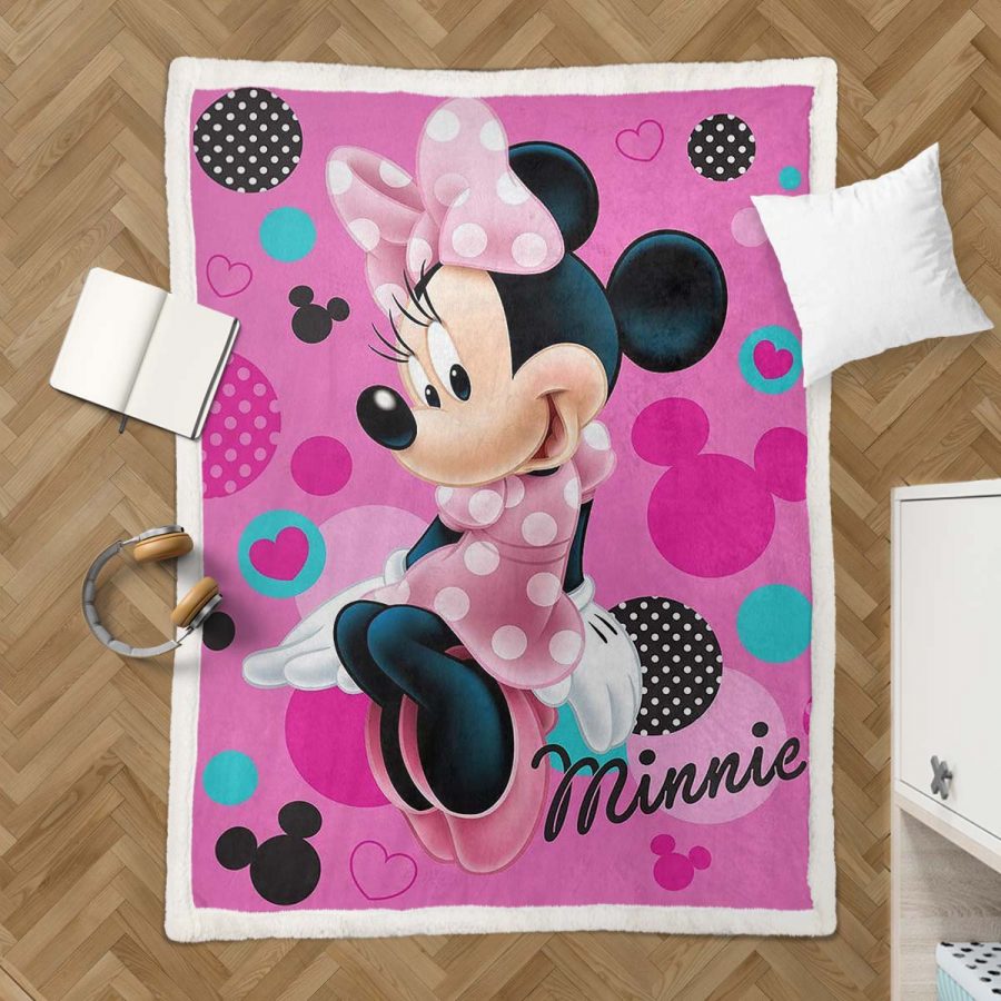 Minnie Maus Rosa Kleid Warten Auf Mickey Decke - Fleecedecke – Bild 3
