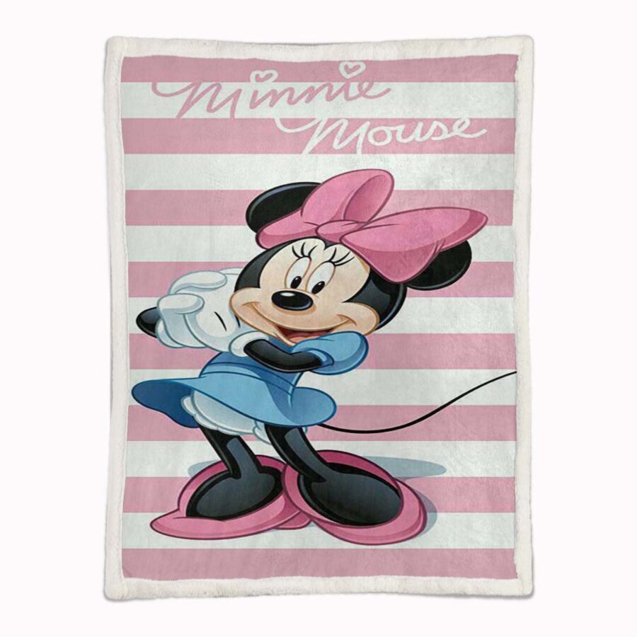 Minnie Maus, rosa, weiß, horizontal, so süß Decke - Fleecedecke – Bild 2